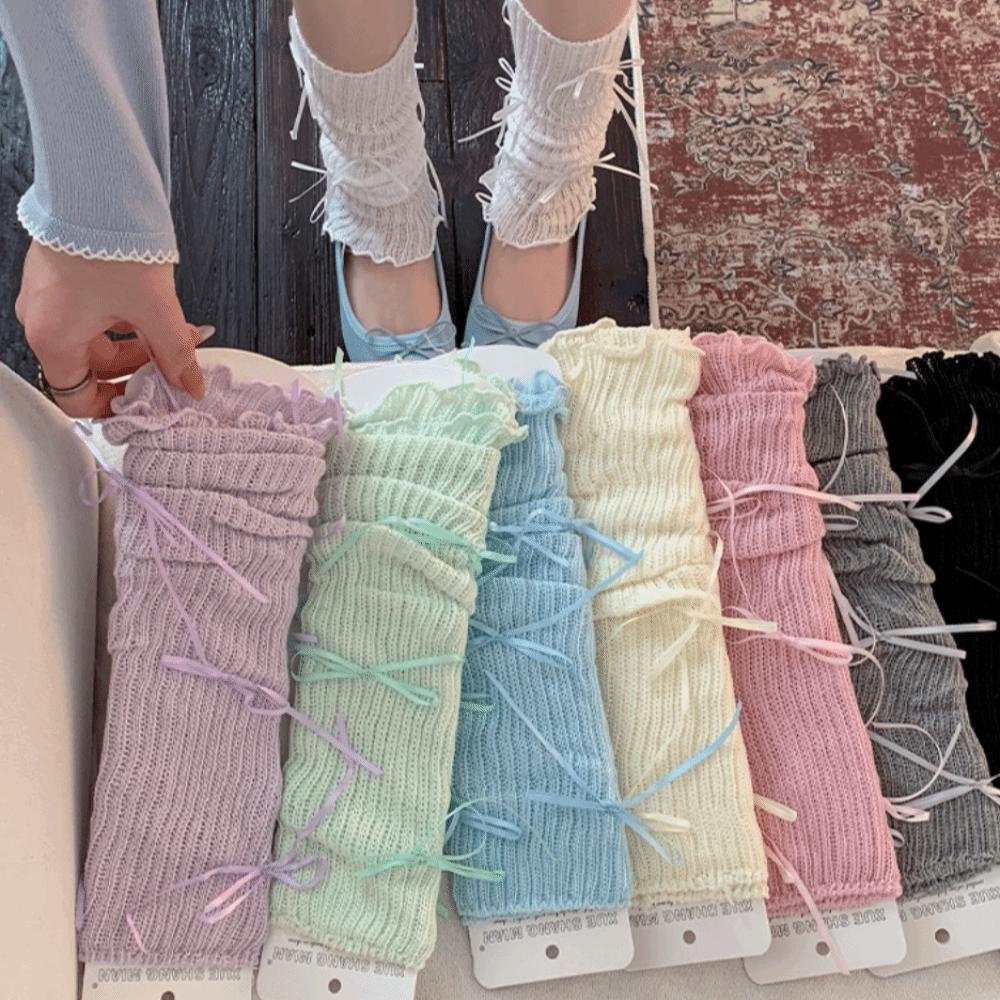 Bow Decor Sock Cuffs Cotton Slouch Socks Soft Fabric Leg Sleeves Girls