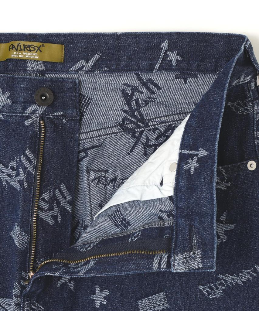 Avirex TAGGING JACQUARD DENIM Size PANTS, Men's, L, 367, Indigo, 783-4211002