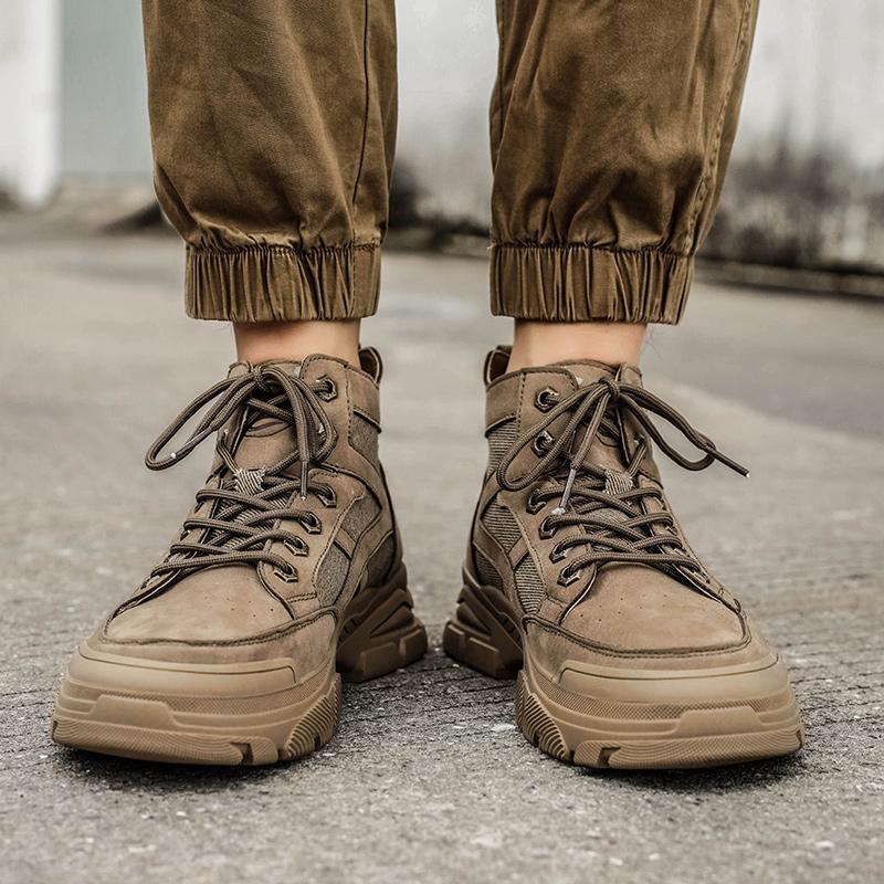 Fashion Luxury Brand Lace-Up Men Sneakers Outdoor Male Comfortable Hiking Shoe 2024 Hot Sale Men's Classic Casual Leather Ankle Boots