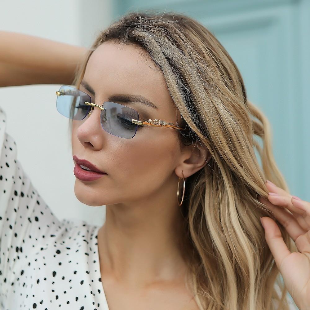 New Rimless Square Sunglasses Men's and Women's Retro Decorative Metal Sunglasses
