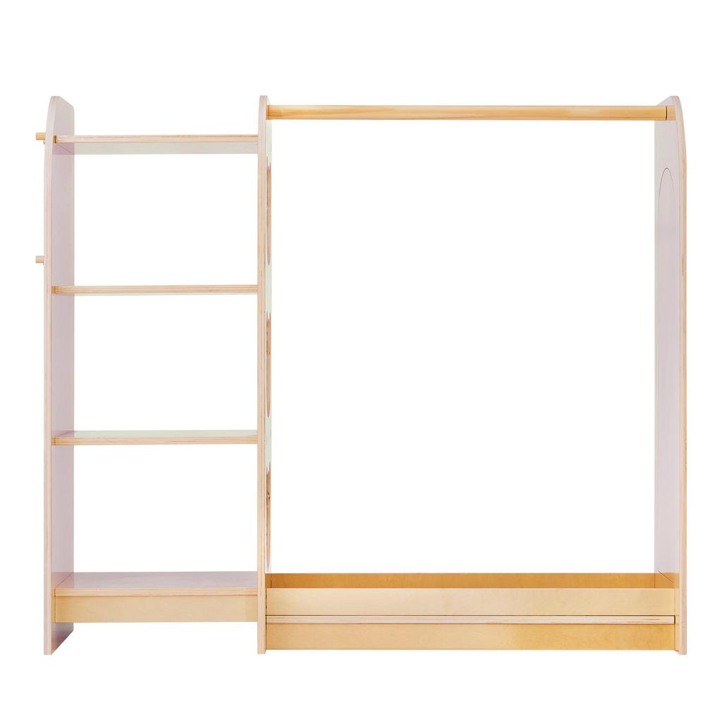 VEVOR Kids Dress Up Storage, with Mirror, Wooden Kids Dress Up Rack, Toddler Wardrobe Closet for Little Girls, Storage Armoire, Costume Organizer