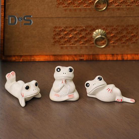 Keramik-Frosch, Tee-Haustier, Lotusblatt-Design, Mini-Keramik-Frosch-Ornament für Wohnzimmer, Schlafzimmer, Büro-Dekor