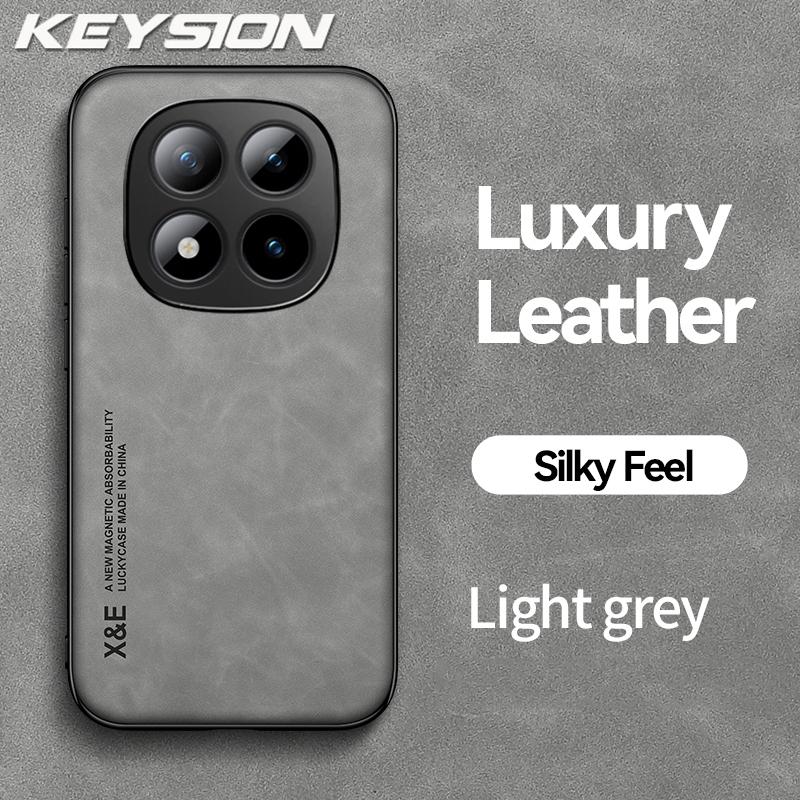 KEYSION Luxury Retro PU Leather Phone Case for Redmi Note 15 Pro + 5G Silicone+PC Shockproof Phone Cover for Redmi Note 15 4G 5G