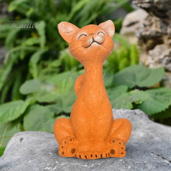 Statue de chat accroupi en résine, ornement de chat de dessin animé, ornement de table, figurine de chat pour décoration de maison ou de bureau, cadeau pour amoureux des chats