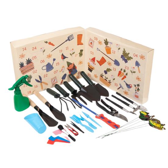 

Адвент-календарь Набор садовых инструментов 24 дня Инструменты для посадки на открытом воздухе для ухода за суккулентами Рождественский подарок для любителей растений A