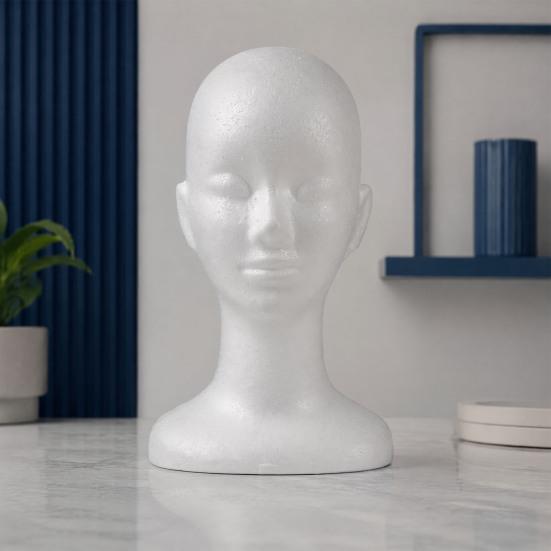 Lightweight Foam Mannequin Head for Wigs And Hats Display, Eyewear Display Model with Stable Base Glasses Headwear Styling Photography