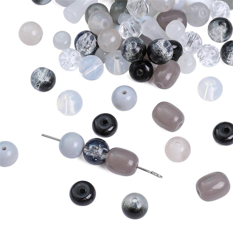 Handgefertigtes Schwarz-Weißes Transparentes Rundes Kristallperlenarmband/Halskette für DIY-Schmuck