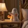 Nightstand Lamp Ghost Sculpture Statue Holding Pumpkin Drinking Ambient Lighting for Home Bookshelf Tabletop