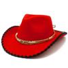 European and American style contrasting colors warped edge western cowboy hat big eaves thickened jazz hat popular top hat woolen hat