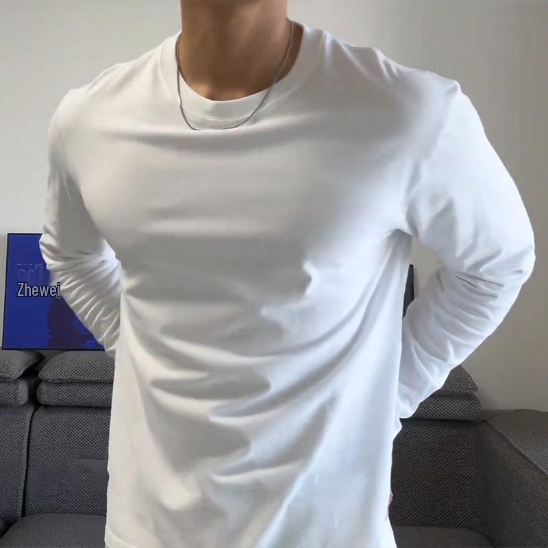 

Men s White French Terry V-Neck Long-Sleeve Sweatshirt - Heavyweight Fleece Base Layer for Autumn/Winter 2XL