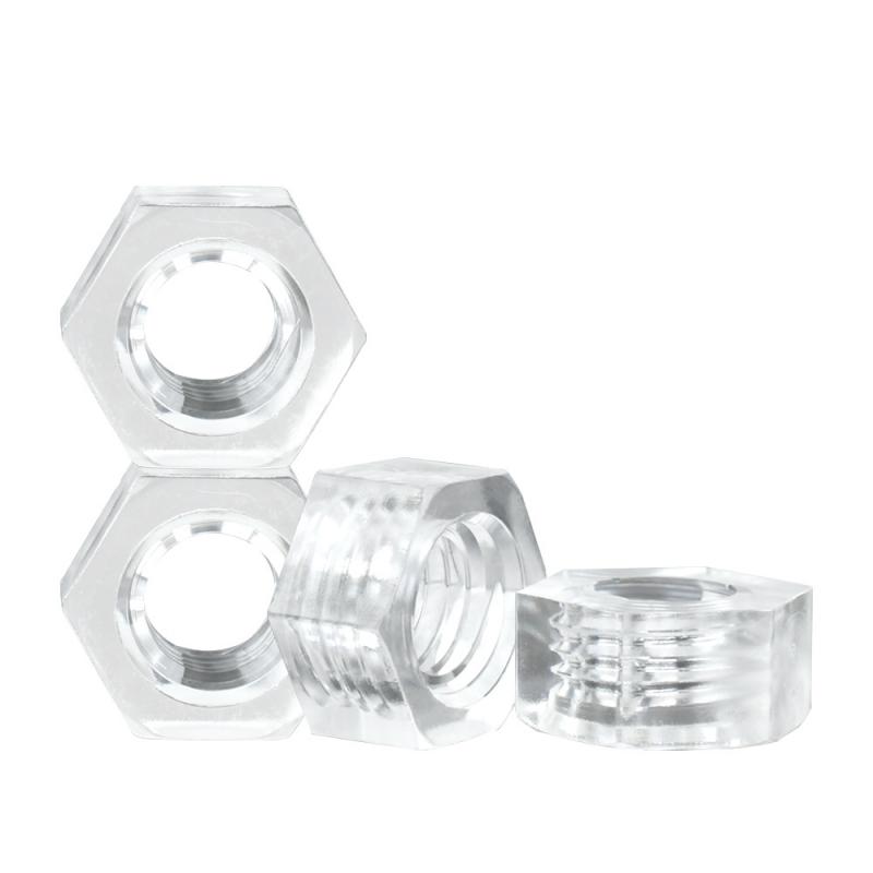 10/50pcs Acrylic Transparent Hexagon Nut M2.5 M3 M4 M5 M6 Clear Nylon Plastic Metric Hex Nuts Hardware