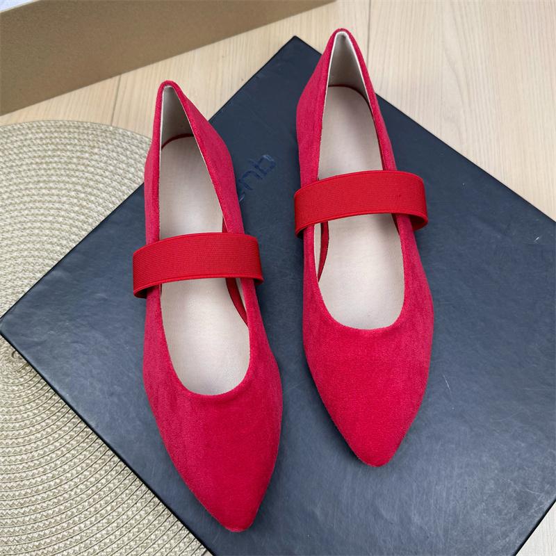 Fashion Flat Shoes for Women 2025 Spring and Autumn Ballet New French Pointed Shallow Mary Jane Shoes Large Size Women's Shoes 42 43 44