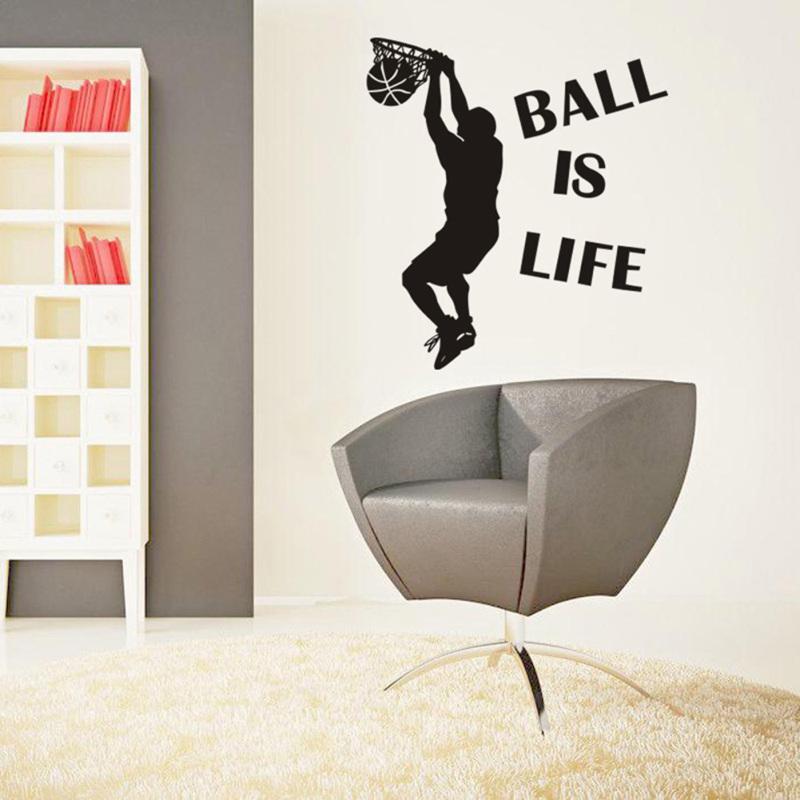 Wall Sticker Ball Is Life Sport Playing Basketball Mural Decor Waterproof Decal