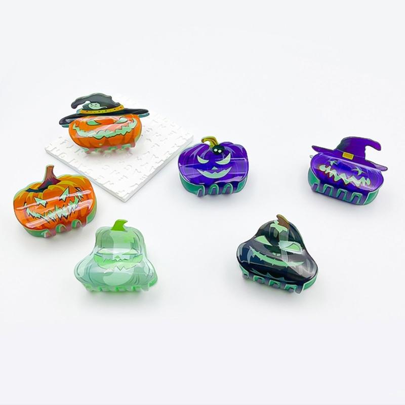 Pinza per Capelli Artiglio per Capelli Zucca Ornamento Grande Presa Barretta di Halloween
