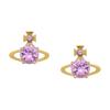 Reina Brass Imitation Crystal Pink Purple Diamond Saturn Orbit Earrings Women Earrings Gold 6201007002R831#