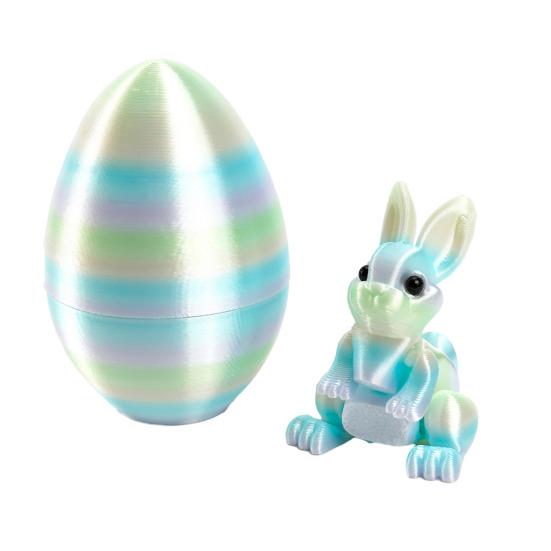 3D-gedruckte Ostereier mit Hase darin, bewegliche flexible Fidget-Hasenspielzeuge, Osterkorb