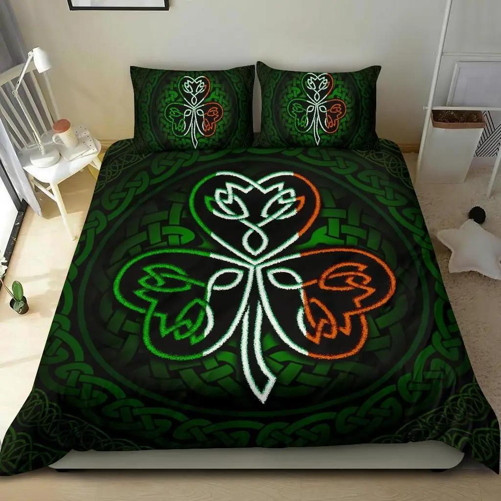 St. Patrick'S Day King Full Duvet Cover Green Lucky Clover Bedding Set Happy Cartoon Gnome Quilt Cover Polyester Comforter Cover