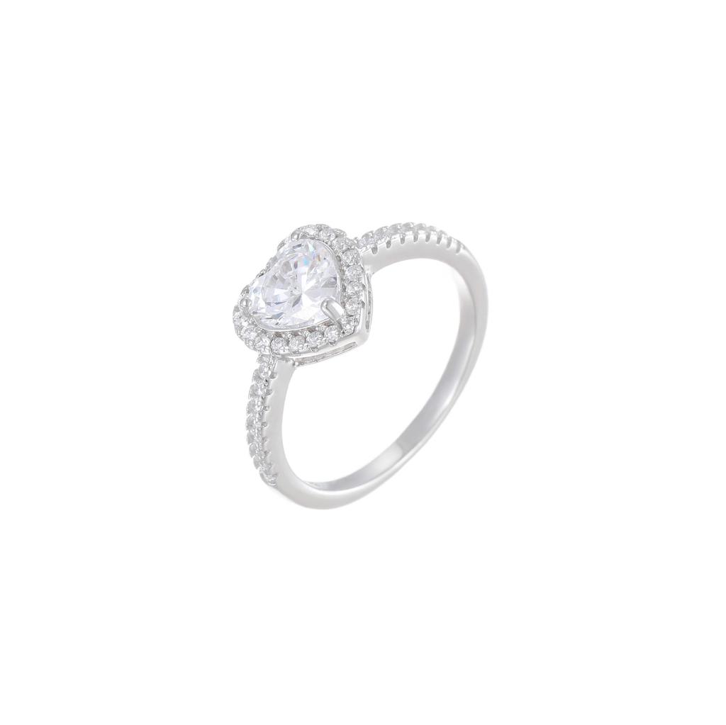 925 Sterling Silver Gold Plated Heart CZ Ring for Women, Halo Pave Cubic Zirconia Engagement Promise Ring, Dainty Jewelry Gift