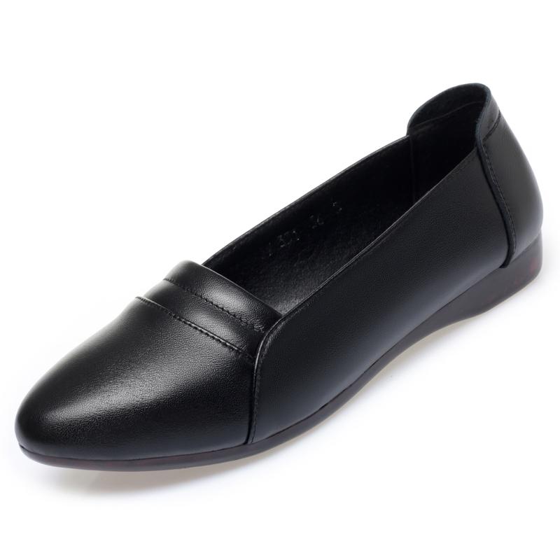 Fashion AIYUQI Genuine Leather Mom Shoes Non-slip 2025 New Flat Women Spring Shoes Shallow Soft Sole Large Size 41 42 43 Women's Shoes