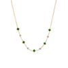 Gold Plated Stainless Steel Alternate Square Emerald & Round CZ Choker Necklace