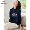 Chushen Damen Locker Geschnittenes Langarm-Sweatshirt mit Print