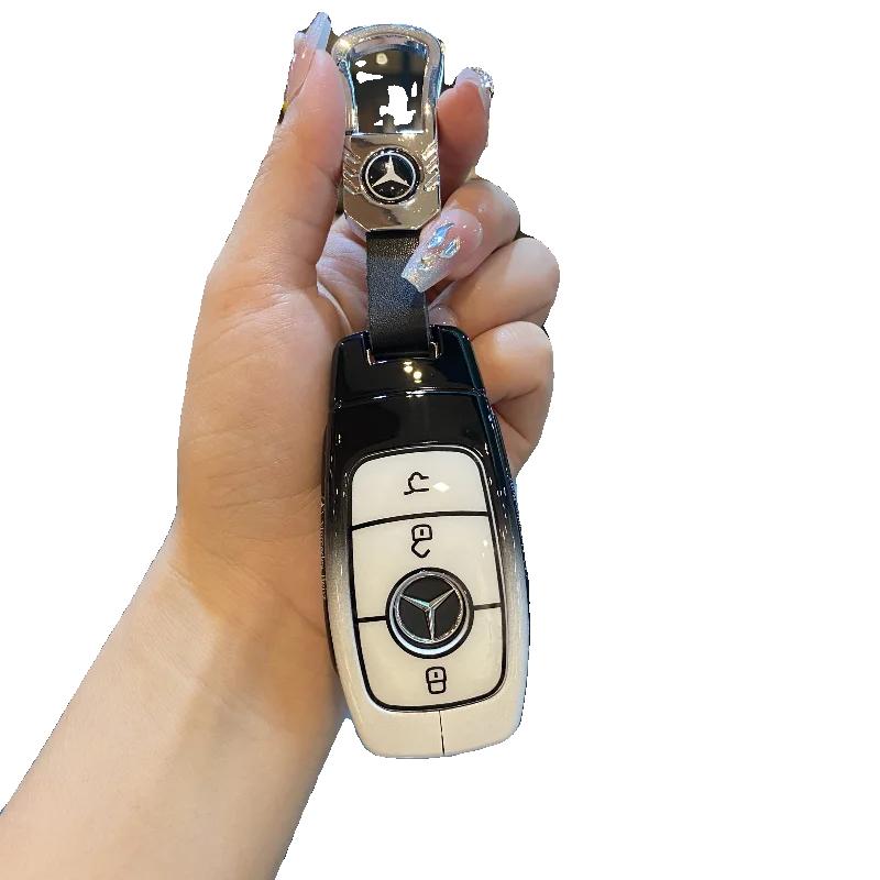 RPO5 Car Key Case Cover Key Bag For Mercedes Benz A C E S Class W221 W177 W205 W213 Car-Styling Holder Shell