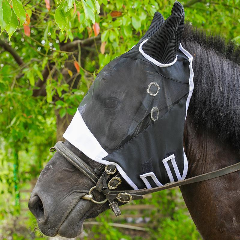 

Дышащая маска лошади: Защита головы от комаров и укусов мух с удобной сеткой. Black