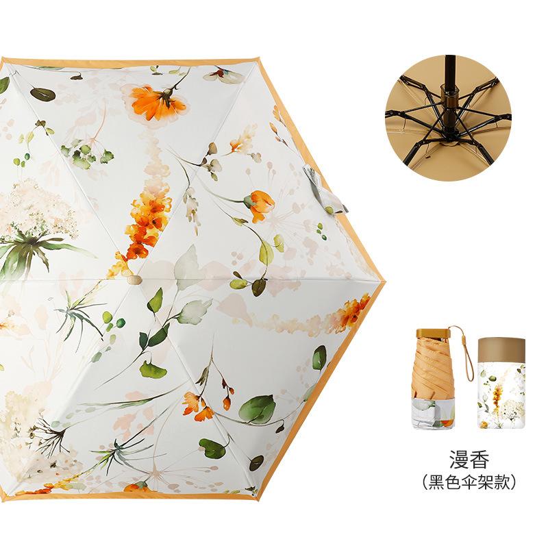 New flat 60% fold pocket umbrella, sun card umbrella, color glue, sun protection, anti-parasol, small fresh umbrella, women's folding umbrella