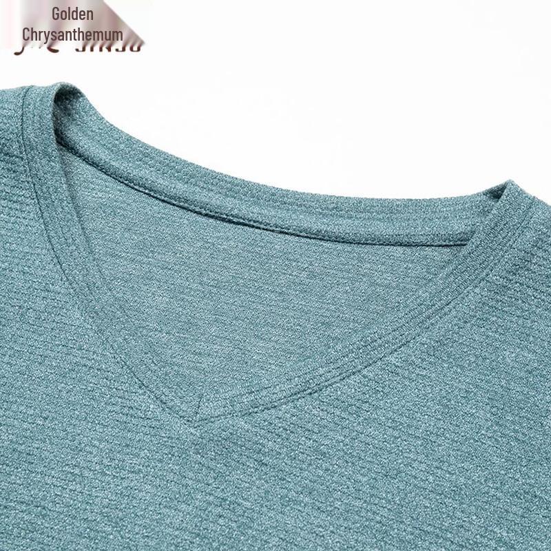 Men's Solid Color V-Neck Long Sleeve T-Shirt