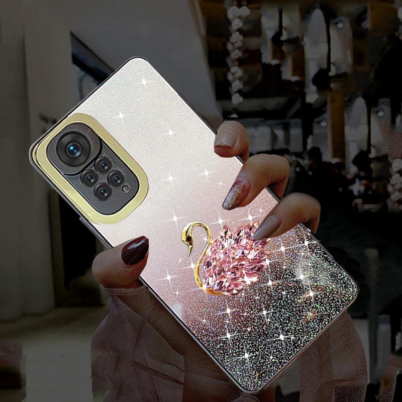 Glitter Gradient Diamond Swan Silicone Case For Xiaomi Redmi Note 11 10 9 Pro 11S 10S 10A 10C 9AT 9C Poco X3 NFC M2 M3 Pro C31 Bling Soft TPU Cover