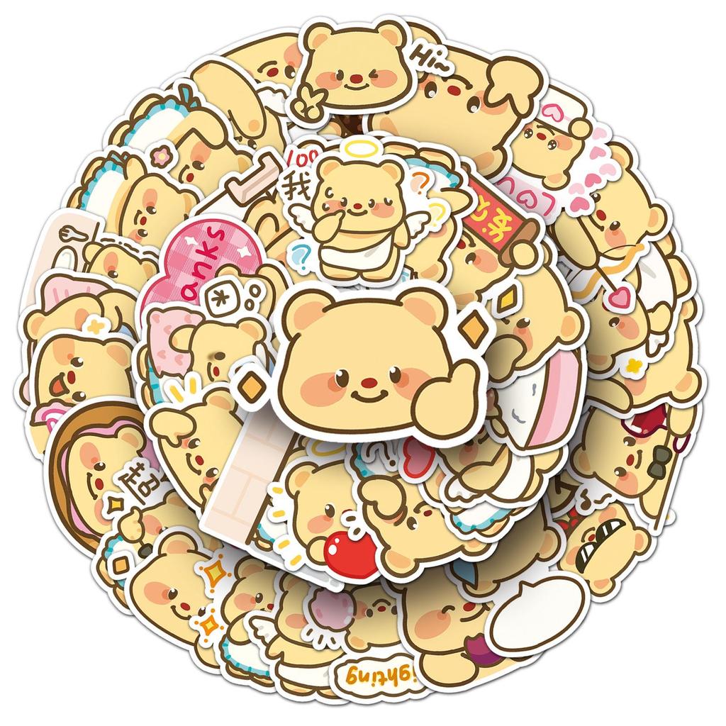 50 Cute Kawaii Butter Bear Stickers for Journals, Stationery, Water Bottles, and More