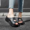 Order A Size Up Women's Slip-On Wedge Sandals Open-Toe Non-Slip Rubber Slippers