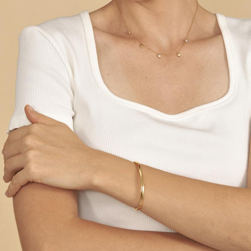 Women Anti Allergy Stainless Steel Cuff Bracelets Bangle, Trendy Wristband Jewelry Stacking Open Bracelet To Girls Mom Wife