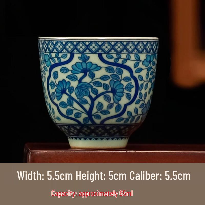 Chaxun Ru Kiln Style Blue & White Hundred Flowers Gaiwan