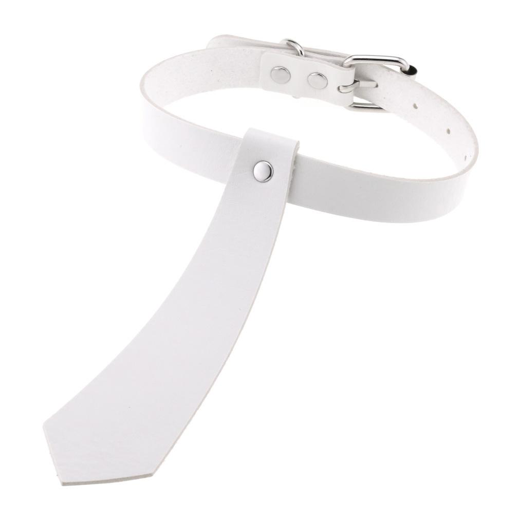 DIEZI Harajuku Bílý PU Kožený Kroužkový Choker Náhrdelník Pro Ženy Muže Vintage Gotický Hip Hope Nastavitelný Límcový Náhrdelník Šperky