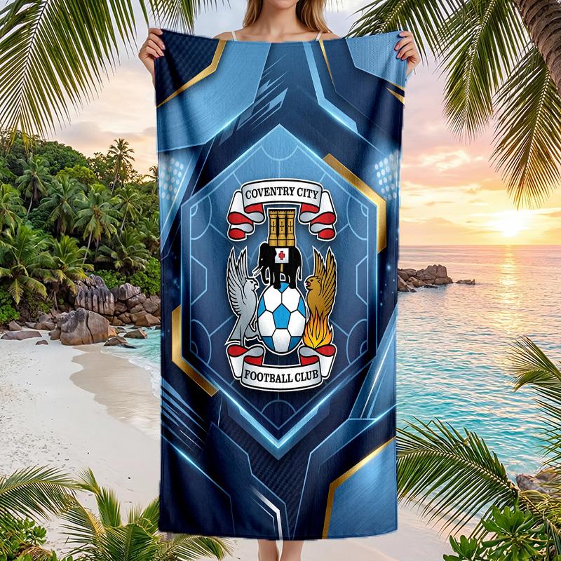 Coventry City Futbol Plaj Havlusu Yumuşak Mikrofiber Yaz Havlusu Hızlı Kuruyan Emici Havlu Plaj Yüzme Havuzu Seyahat İçin
