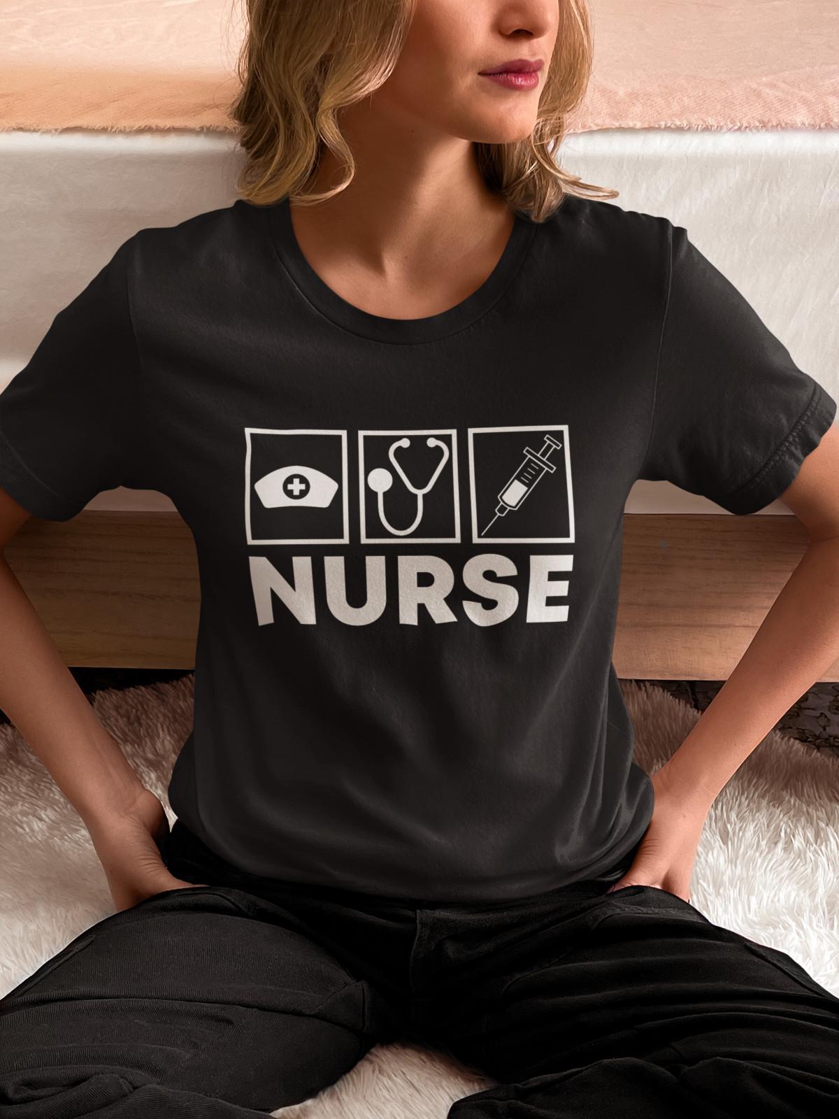 Nurse Graphic T-Shirt Mens Womens Tees Top Funny Gift for Nurses Women Men RN Medical Hero Tee L