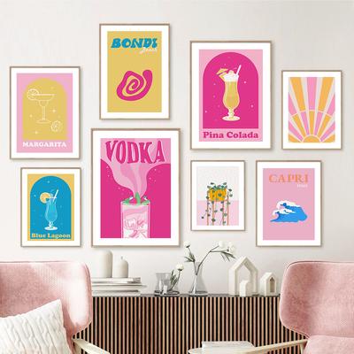 Wodka Margarita Capri Blaue Lagune Pflanze Cocktail Poster und Drucke Wand Kunst Leinwand Malerei für Wohnzimmer dekorative Bilder