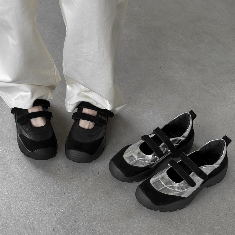 5 cm flacher Mund dicke Sohle kleine Lederschuhe Damen echtes Leder Muffin Mary Jane Schuhe 2025 neue Herbst Farbpassung Freizeitschuhe