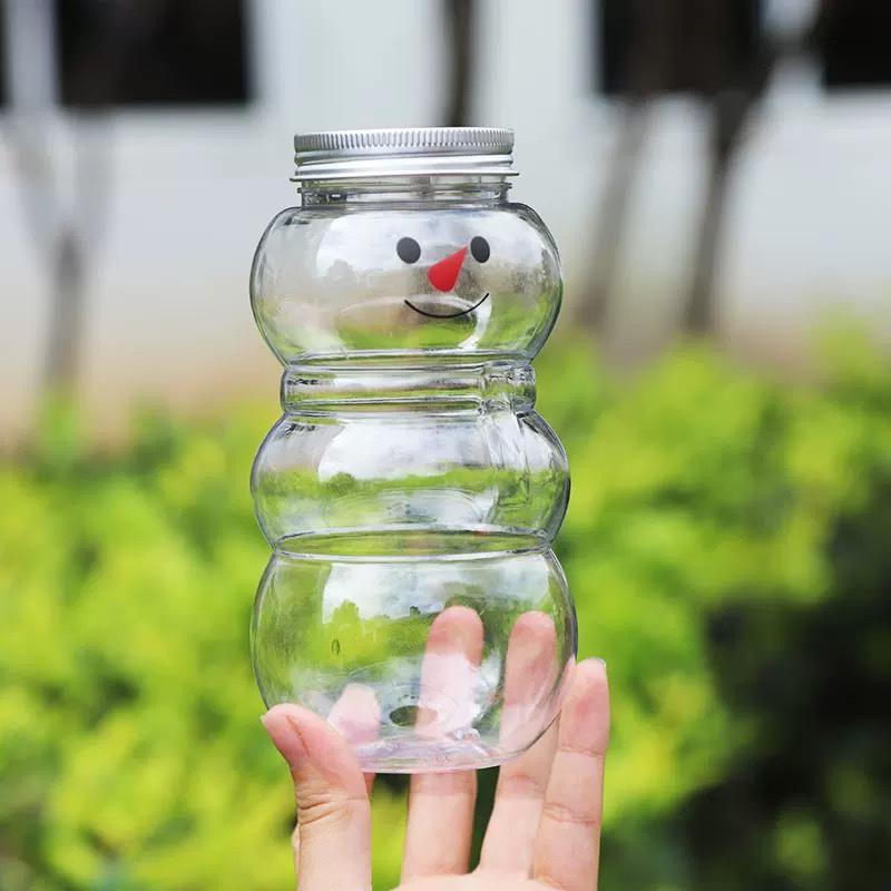 WTEMPO Snowman Mini Gift Jars with Lids Transparent Portable Christmas Party and Event Small Gifts Containers Creative DIY Plastic Empty Bottles
