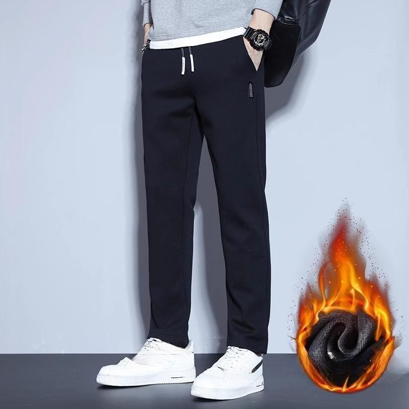 

Men s Korean Style Plus Size Fashionable Straight Leg Casual Fleece Lined Pants M