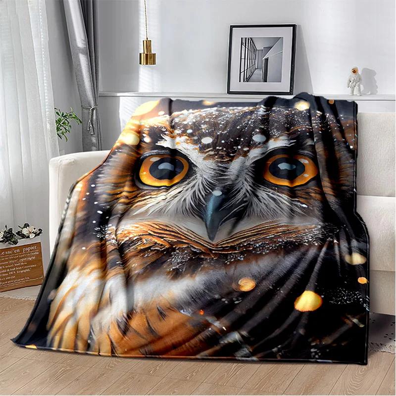 HD Colourful Cute Owl Cartoon Blanket,Soft Throw Blanket for Home Bedroom Bed Sofa Picnic Travel Office Rest Cover Blanket Kids