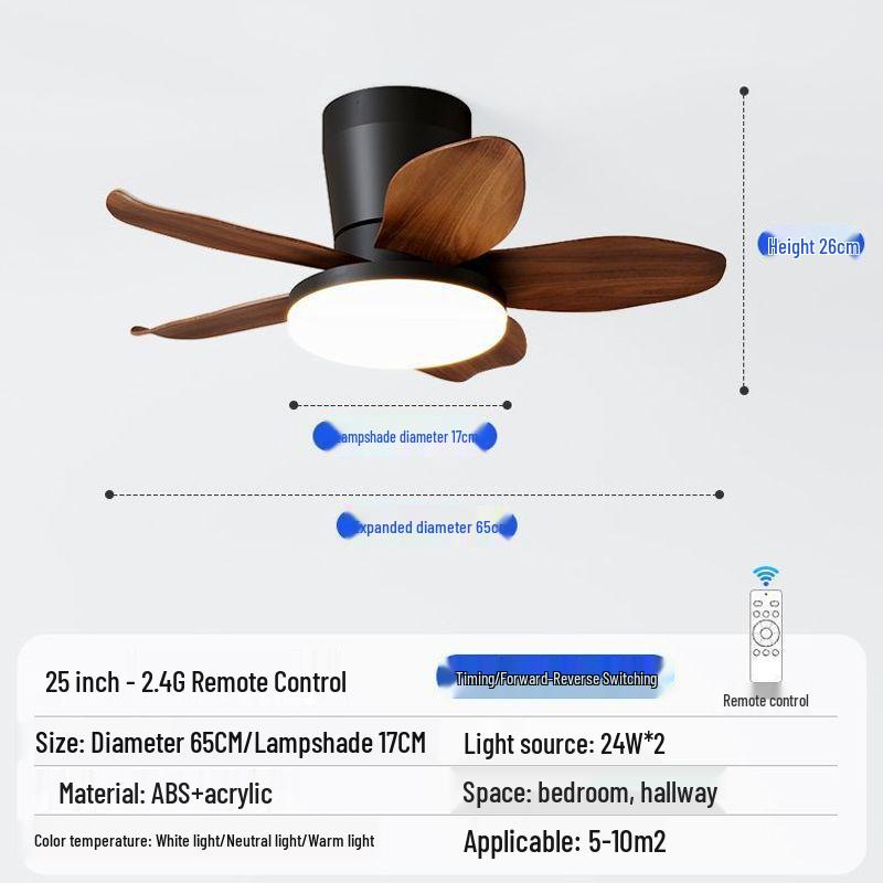 Five-Blade Ceiling Fan with Light, Silent & Variable Frequency for Living Room, Bedroom & Dining Room