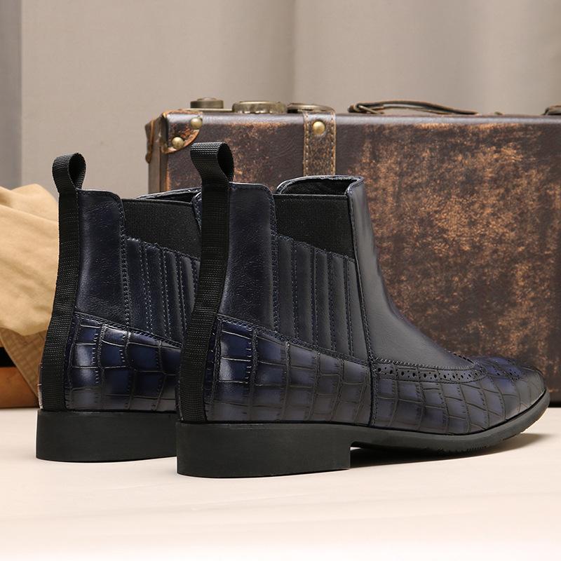 8766 Chelsea boty britský krokodýlí vzor pánské boty, retro špičaté Martensky, zahraniční obchod