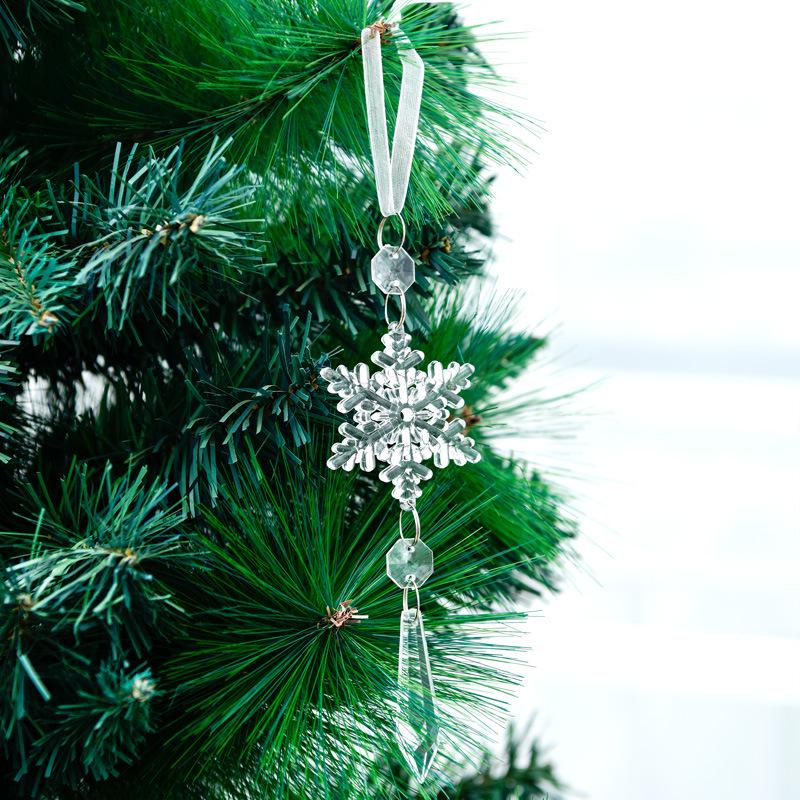 Transparent Acrylic Christmas Tree Ornaments: Elk & Snowflake Decorations