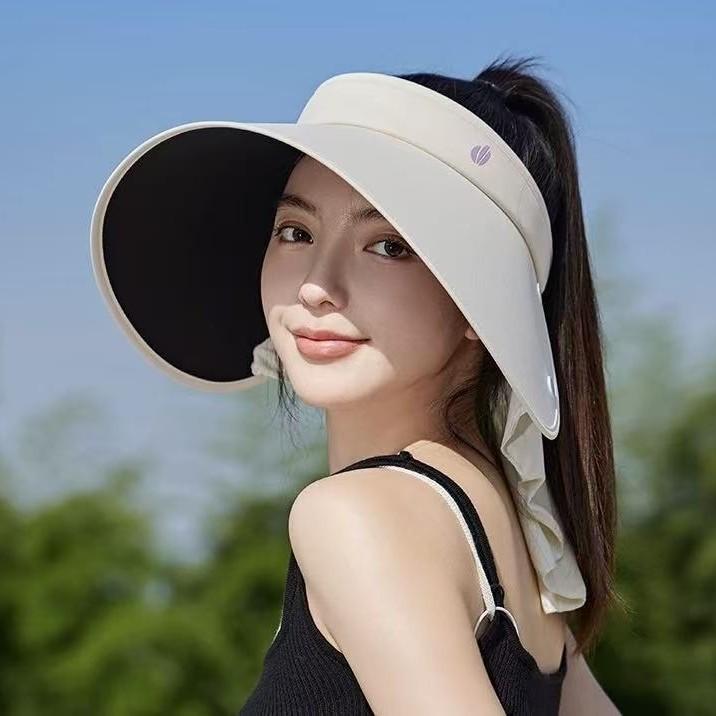 Shawl Vinyl Sunscreen Sun Hat Women's Large Brim Cover Full Face Ice Silk Empty Top Hat Outdoor Cycling Sunscreen Sun Hat
