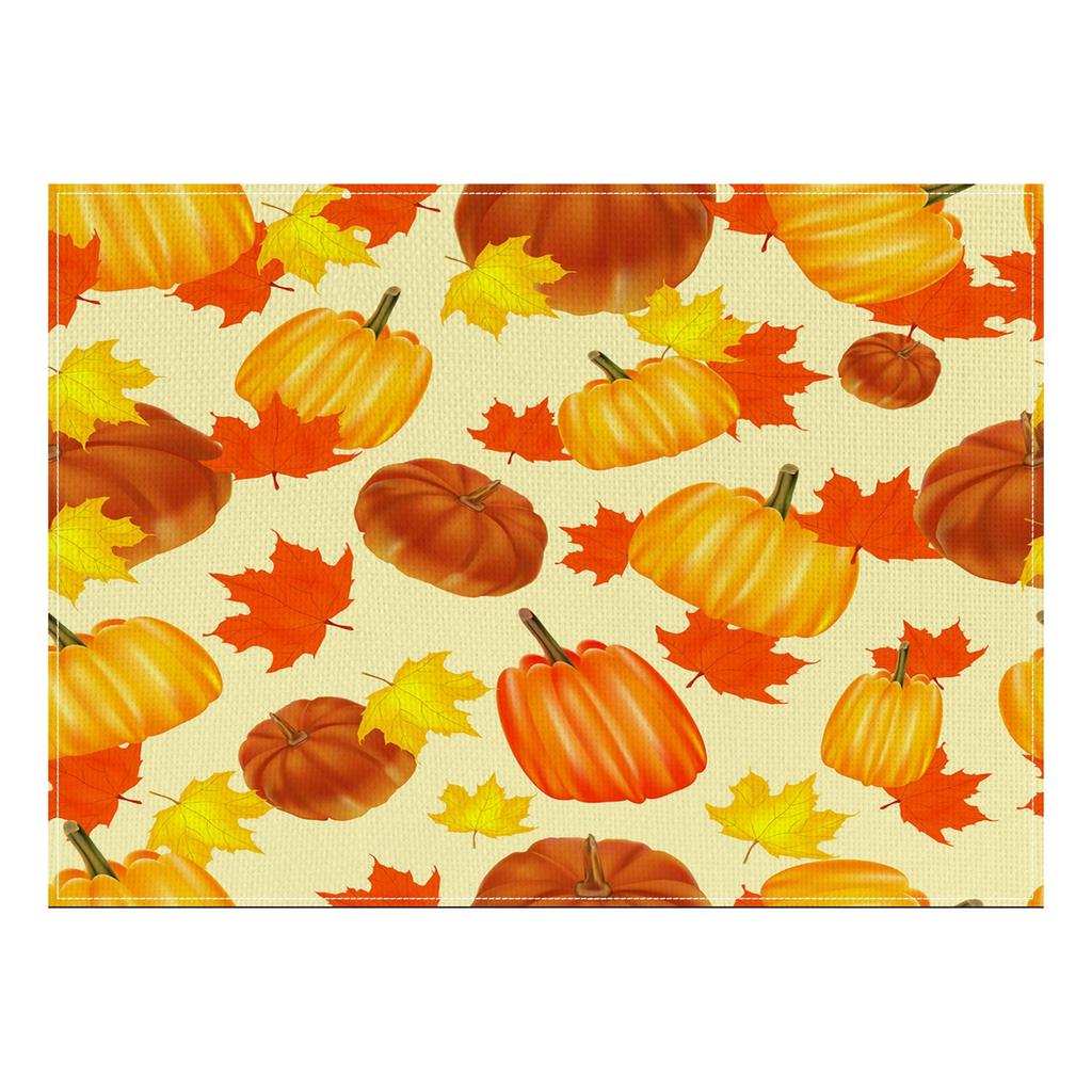 Thanksgiving Autumn Harvest Pumpkin Placemats Seasonal Autumn Table Mats for Outdoor Home Party Dining Decoration