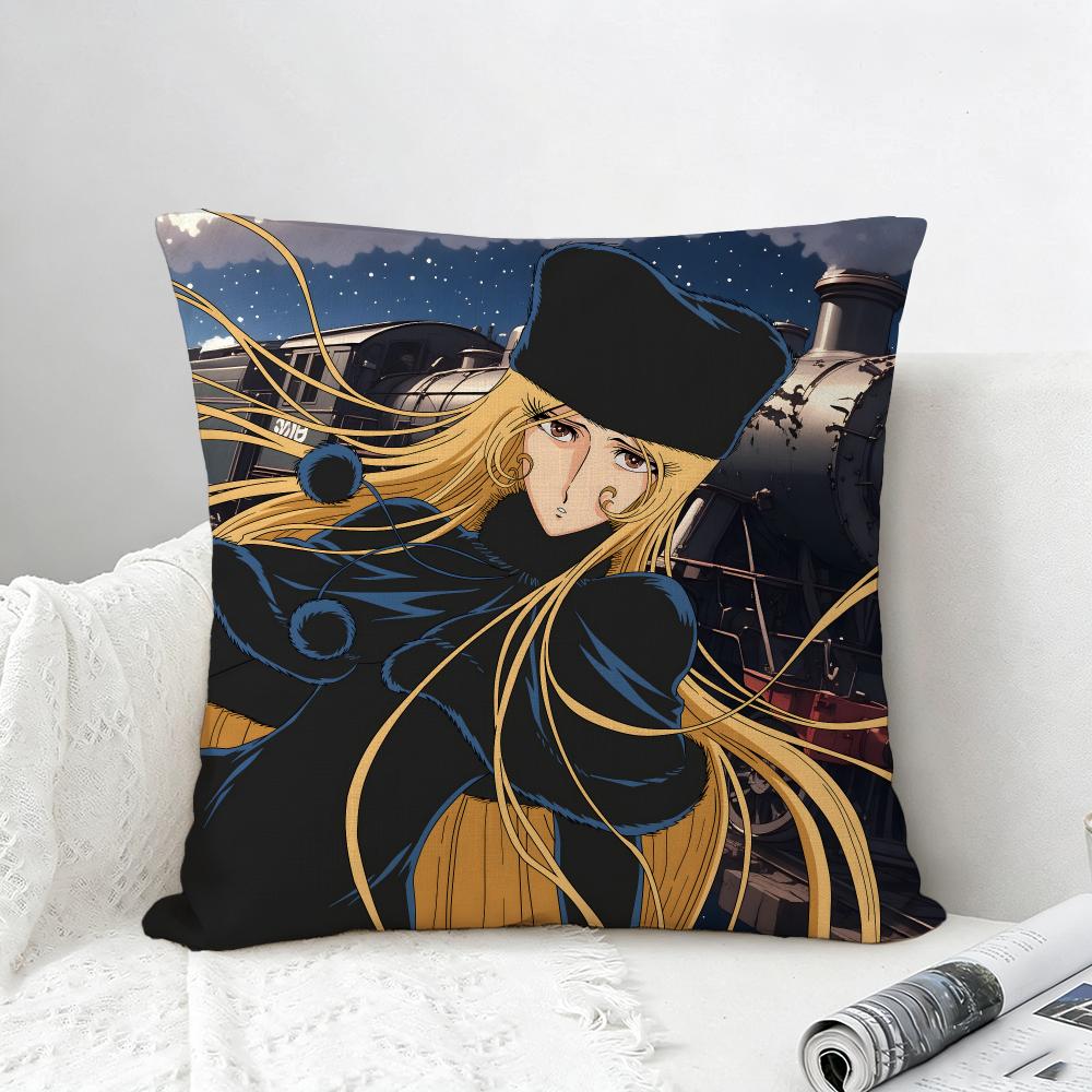Anime Galaxy Express Cushion Cover Natural Linen Pillowcase Set AllinOne Decor for Sofa Bedroom Chair