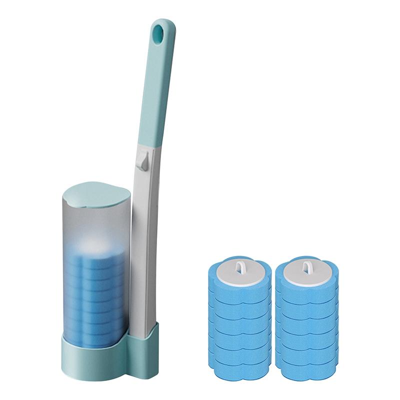 Disposable Toilet Brush Cleaner With Long Handle Bathroom Cleaning Sponge Brush With Replaceable Brush Head Toilet Accessories