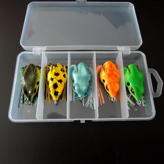 MUQZI Sportzubehör 5 Stück 3D großer Frosch Topwater Angelköder Kurbelköder Haken Bassköder Tackle Tool